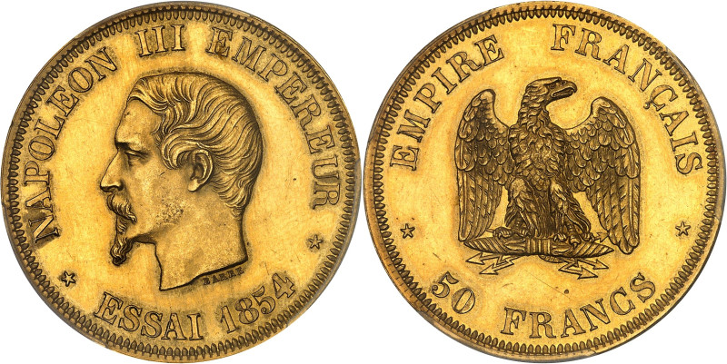 FRANCE
Second Empire / Napoléon III (1852-1870). Essai de frappe de 50 francs tê...