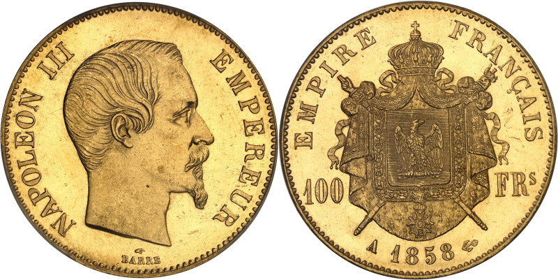 FRANCE
Second Empire / Napoléon III (1852-1870). 100 francs tête nue 1858, A, Pa...