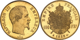 FRANCE
Second Empire / Napoléon III (1852-1870). 100 francs tête nue 1858, A, Paris.
Av. NAPOLEON III EMPEREUR. Tête nue à droite, au-dessous (différe...