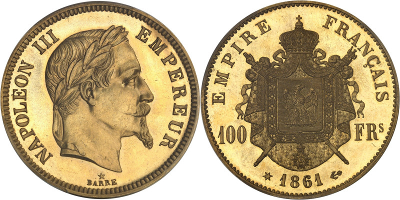 FRANCE
Second Empire / Napoléon III (1852-1870). Essai de 100 francs tête laurée...
