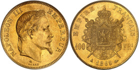 FRANCE
Second Empire / Napoléon III (1852-1870). 100 francs tête laurée 1869, A, Paris.
Av. NAPOLEON III EMPEREUR. Tête laurée à droite, au-dessous si...