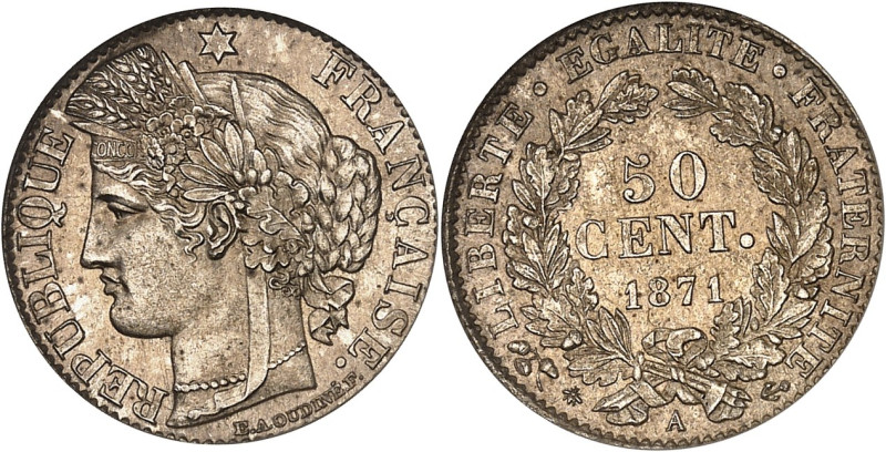 FRANCE
Gouvernement de Défense Nationale (1870-1871). 50 centimes Cérès 1871, A,...