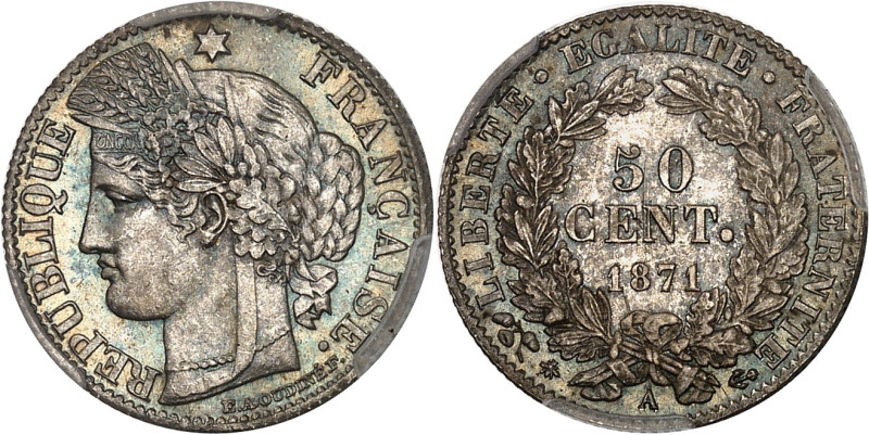 FRANCE
Gouvernement de Défense Nationale (1870-1871). 50 centimes Cérès 1871, A,...