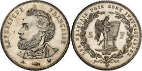FRANCE
Gouvernement de Défense Nationale (1870-1871). Module de 5 francs Gambetta, tranche cannelée, Frappe spéciale (SP) ND (1870), Bruxelles (Würden...