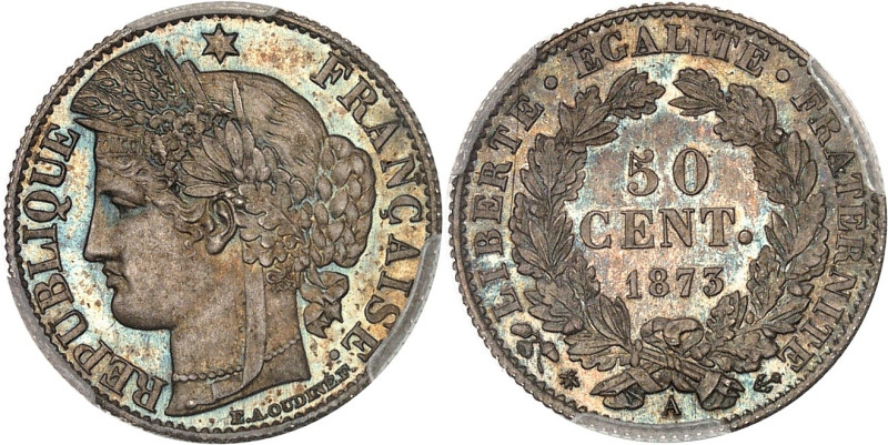 FRANCE
IIIe République (1870-1940). 50 centimes Cérès, Flan bruni (PROOF) 1873, ...