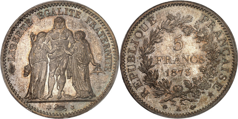 FRANCE
IIIe République (1870-1940). 5 francs Hercule 1873, A, Paris.
Av. LIBERTÉ...