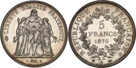 FRANCE
IIIe République (1870-1940). 5 francs Hercule, Flan bruni (PROOF) 1876, A, Paris.
Av. LIBERTÉ ÉGALITÉ FRATERNITÉ. Hercule entre la Liberté et l...