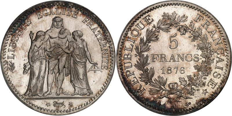 FRANCE
IIIe République (1870-1940). 5 francs Hercule 1876, A, Paris.
Av. LIBERTÉ...