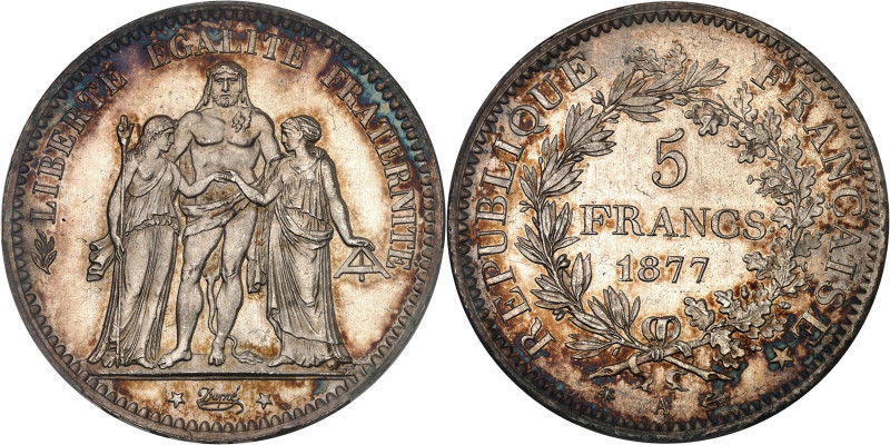 FRANCE
IIIe République (1870-1940). 5 francs Hercule 1877, A, Paris.
Av. LIBERTÉ...