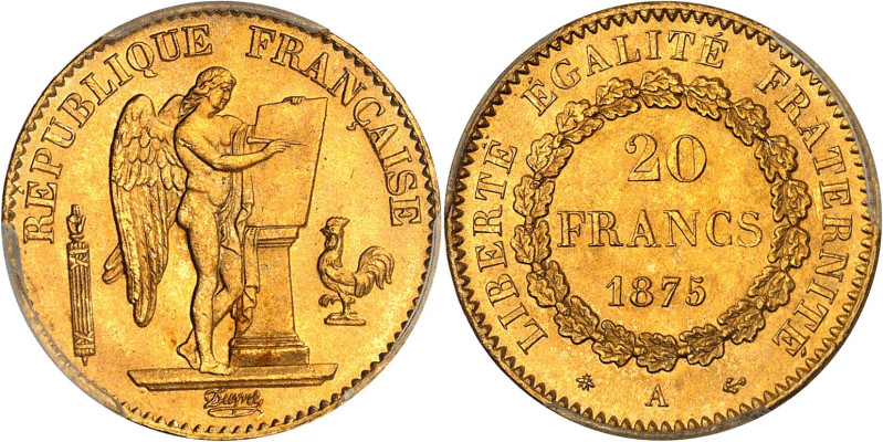 FRANCE
IIIe République (1870-1940). 20 francs Génie 1875, A, Paris.
Av. RÉPUBLIQ...