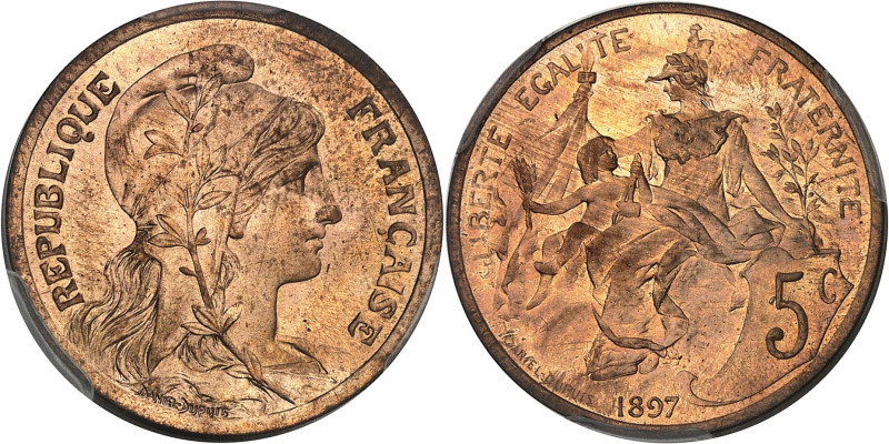 FRANCE
IIIe République (1870-1940). Présérie de 5 centimes Daniel-Dupuis sur fla...
