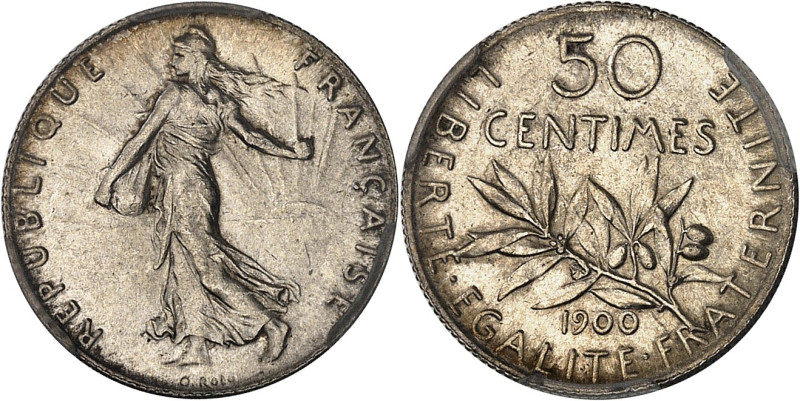 FRANCE
IIIe République (1870-1940). 50 centimes Semeuse 1900, Paris.
Av. REPUBLI...