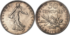 FRANCE
IIIe République (1870-1940). 50 centimes Semeuse 1902, Paris.
Av. REPUBLIQUE FRANÇAISE. La Semeuse à gauche, avec le soleil levant, marchant et...
