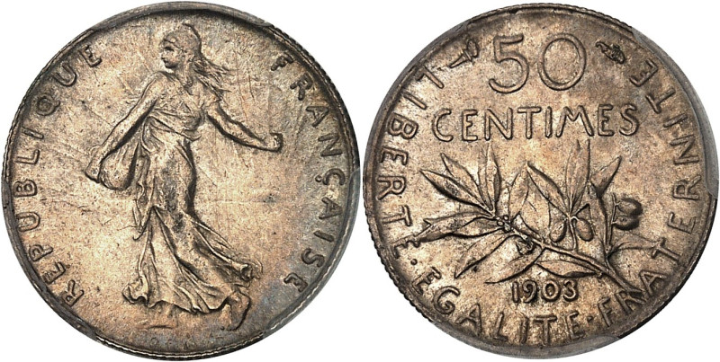 FRANCE
IIIe République (1870-1940). 50 centimes Semeuse 1903, Paris.
Av. REPUBLI...