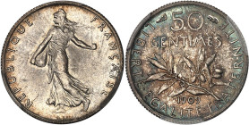 FRANCE
IIIe République (1870-1940). 50 centimes Semeuse 1909, Paris.
Av. REPUBLIQUE FRANÇAISE. La Semeuse à gauche, avec le soleil levant, marchant et...