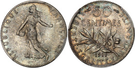 FRANCE
IIIe République (1870-1940). 50 centimes Semeuse 1911, Paris.
Av. REPUBLIQUE FRANÇAISE. La Semeuse à gauche, avec le soleil levant, marchant et...