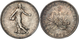 FRANCE
IIIe République (1870-1940). 1 franc Semeuse 1898, Paris.
Av. REPUBLIQUE FRANÇAISE. La Semeuse à gauche, avec le soleil levant, marchant et sem...
