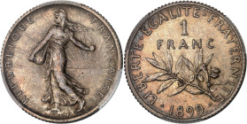FRANCE
IIIe République (1870-1940). 1 franc Semeuse 1899, Paris.
Av. REPUBLIQUE FRANÇAISE. La Semeuse à gauche, avec le soleil levant, marchant et sem...