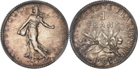 FRANCE
IIIe République (1870-1940). 1 franc Semeuse 1905, Paris.
Av. REPUBLIQUE FRANÇAISE. La Semeuse à gauche, avec le soleil levant, marchant et sem...