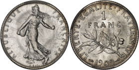 FRANCE
IIIe République (1870-1940). 1 franc Semeuse 1909, Paris.
Av. REPUBLIQUE FRANÇAISE. La Semeuse à gauche, avec le soleil levant, marchant et sem...