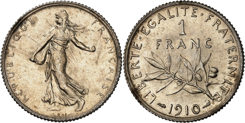FRANCE
IIIe République (1870-1940). 1 franc Semeuse 1910, Paris.
Av. REPUBLIQUE ...