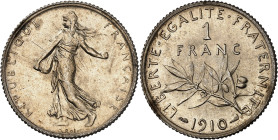 FRANCE
IIIe République (1870-1940). 1 franc Semeuse 1910, Paris.
Av. REPUBLIQUE FRANÇAISE. La Semeuse à gauche, avec le soleil levant, marchant et sem...