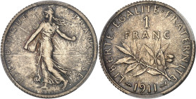 FRANCE
IIIe République (1870-1940). 1 franc Semeuse 1911, Paris.
Av. REPUBLIQUE FRANÇAISE. La Semeuse à gauche, avec le soleil levant, marchant et sem...