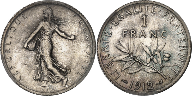 FRANCE
IIIe République (1870-1940). 1 franc Semeuse 1912, Paris.
Av. REPUBLIQUE ...