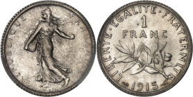 FRANCE
IIIe République (1870-1940). 1 franc Semeuse 1915, Paris.
Av. REPUBLIQUE FRANÇAISE. La Semeuse à gauche, avec le soleil levant, marchant et sem...