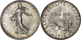 FRANCE
IIIe République (1870-1940). 1 franc Semeuse 1916, Paris.
Av. REPUBLIQUE FRANÇAISE. La Semeuse à gauche, avec le soleil levant, marchant et sem...