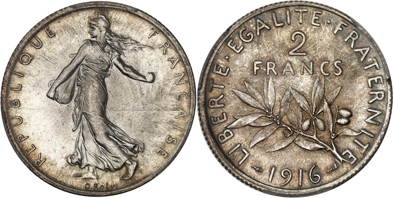 FRANCE
IIIe République (1870-1940). 2 francs Semeuse 1916, Paris.
Av. REPUBLIQUE...