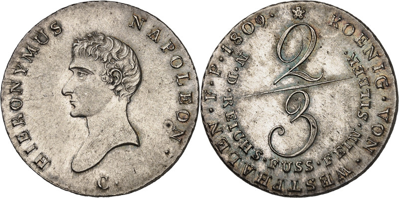 ALLEMAGNE - GERMANY
Westphalie, Jérôme Napoléon (1807-1813). 2/3 de thaler, 1er ...