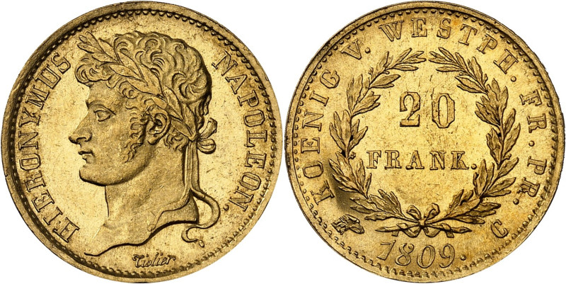 ALLEMAGNE - GERMANY
Westphalie, Jérôme Napoléon (1807-1813). 20 franken Or 1809,...