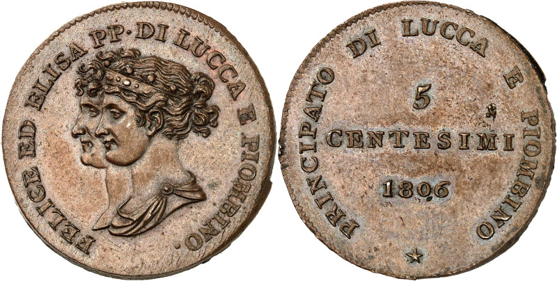 ITALIE - ITALY
Lucques, Elisa Bonaparte et Felix Baciocchi (1805-1814). 5 centes...