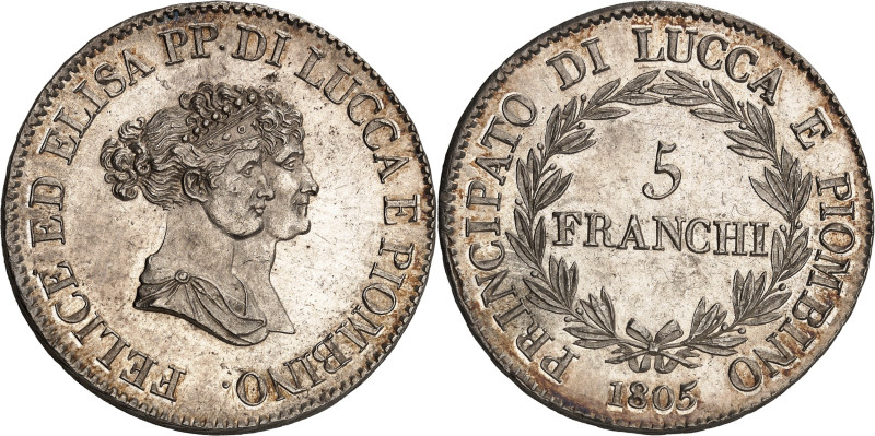 ITALIE - ITALY
Lucques, Elisa Bonaparte et Felix Baciocchi (1805-1814). 5 franch...