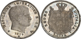 ITALIE - ITALY
Milan, royaume d’Italie, Napoléon Ier (1805-1814). 1 lire, 2e type (étoiles en creux) 1814, M, Milan.
Av. (différent) NAPOLEONE IMPERAT...