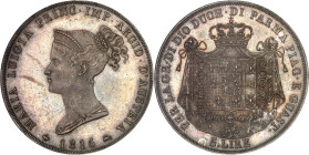 ITALIE - ITALY
Parme, Marie-Louise (1815-1847). 5 lire 1815, Milan.
Av. (différent) MARIA LUIGIA PRINC. IMP. ARCID. D'AUSTRIA (différent). Buste diadé...