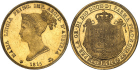 ITALIE - ITALY
Parme, Marie-Louise (1815-1847). 40 lire, aspect Flan bruni (PROOFLIKE) 1815, Milan.
Av. (différent) MARIA LUIGIA PRINC. IMP. ARCID. D'...