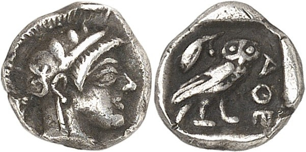 GRÈCE ANTIQUE - GREEK
Attique, Athènes. Obole ND (449-420 av. J.-C.), Athènes.
A...