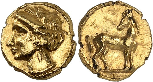 GRÈCE ANTIQUE - GREEK
Zeugitane, Carthage. 1/5e de statère ND (c.350-320 av. J.-...