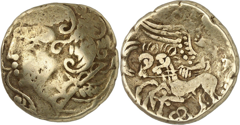 GAULE - CELTIC
Bituriges Cubes. Statère à la victoire ailée, type I au bige ND (...