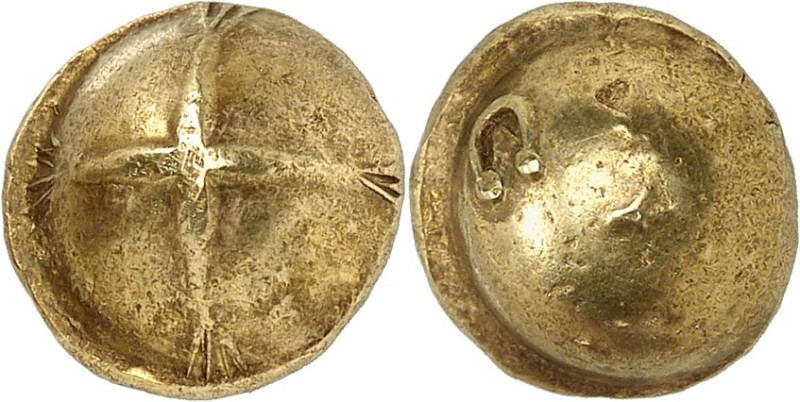 GAULE - CELTIC
Sénons. Statère globulaire, classe II, à la croix et au torque ND...