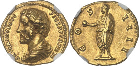 EMPIRE ROMAIN - ROMAN
Antonin le Pieux (138-161). Aureus 152-153, Rome.
Av. ANTONINVS AVG - PIVS P P TR P XVI. Buste drapé et cuirassé à gauche, la tê...