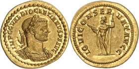 EMPIRE ROMAIN - ROMAN
Dioclétien (284-305). Aureus ND (c.286), Rome.
Av. IMP C C VAL DIOCLETIANVS P F AVG. Buste lauré, cuirassé, de trois-quarts face...