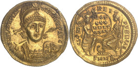 EMPIRE ROMAIN - ROMAN
Constance II (324-361). Solidus 351-354, Nicomédie, 2e officine.
Av. FL IVL CONSTAN-TIVS PERP AVG. Buste casqué, drapé et cuiras...