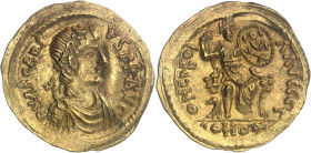 EMPIRE ROMAIN - ROMAN
Tribus germaniques, au nom d’Arcadius (après 395). Solidus au nom d’Arcadius après 395, Thrace ou Moésie ?
Av. D N ABCADI - VS P...