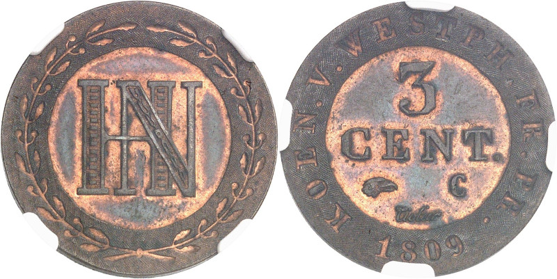 ALLEMAGNE - GERMANY
Westphalie, Jérôme Napoléon (1807-1813). 3 centimes 1809, C,...