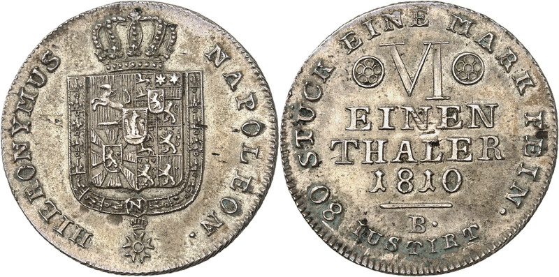 ALLEMAGNE - GERMANY
Westphalie, Jérôme Napoléon (1807-1813). Sixième de thaler 1...