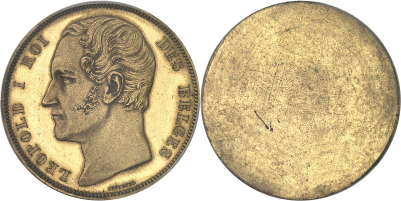 BELGIQUE - BELGIUM
Léopold Ier (1831-1865). Essai uniface de 5 francs en bronze ...