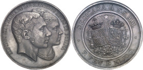ESPAGNE - SPAIN
Alphonse XII (1874-1885). Médaille, mariage du Roi Alphonse XII et de María de las Mercedes d’Orléans, par E. Noney, Galvez et L. Torr...